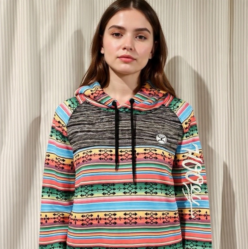 Hooey Gray and Tribal Multicolor Patterned Hoodie Salado - Picture 9 of 9